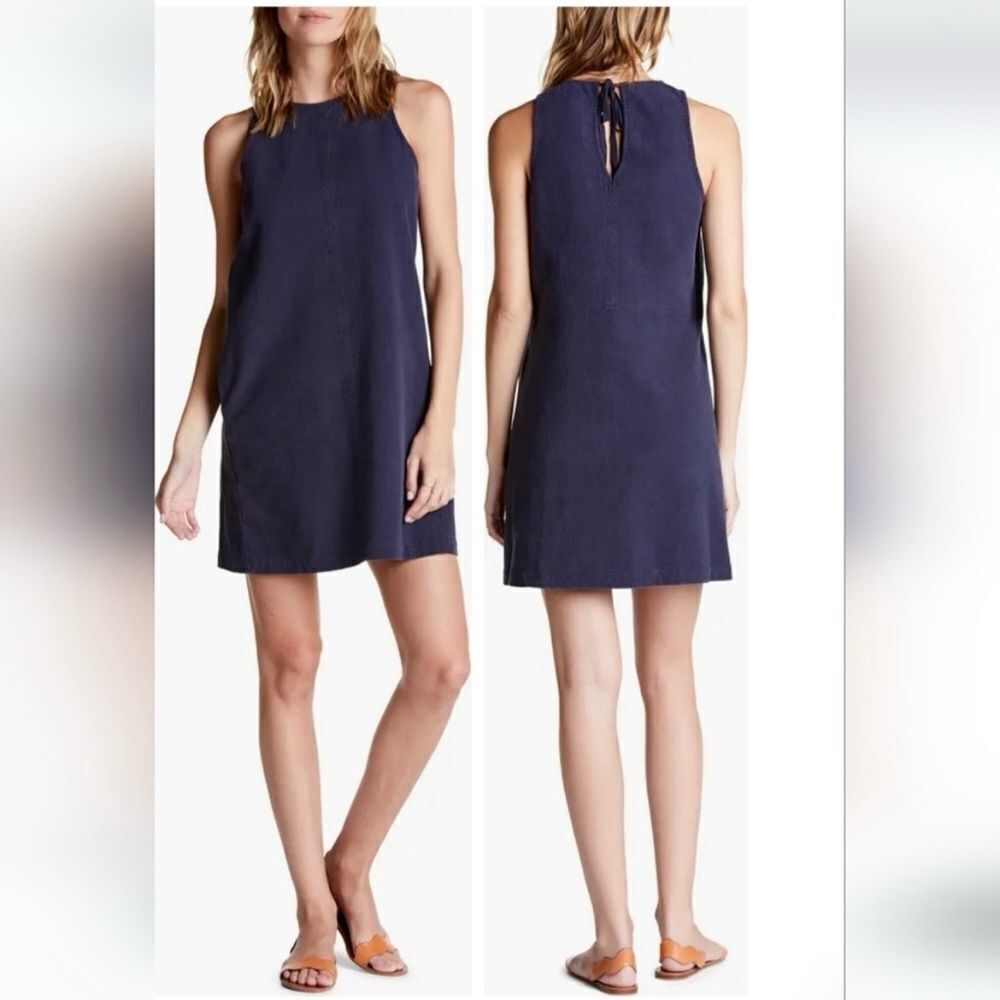 Michael Stars Admiral Blue Riley Shift Textured Cotton Dress Size Medium